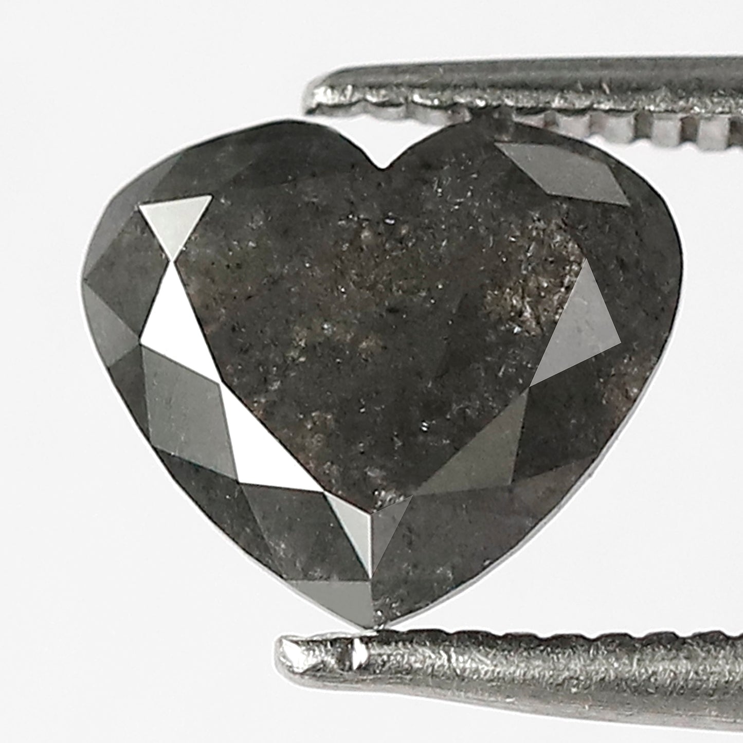 1.56 CT Heart Shape Salt and Pepper Diamond, Natural Gray Black Conflict Free Diamond For Proposal Ring