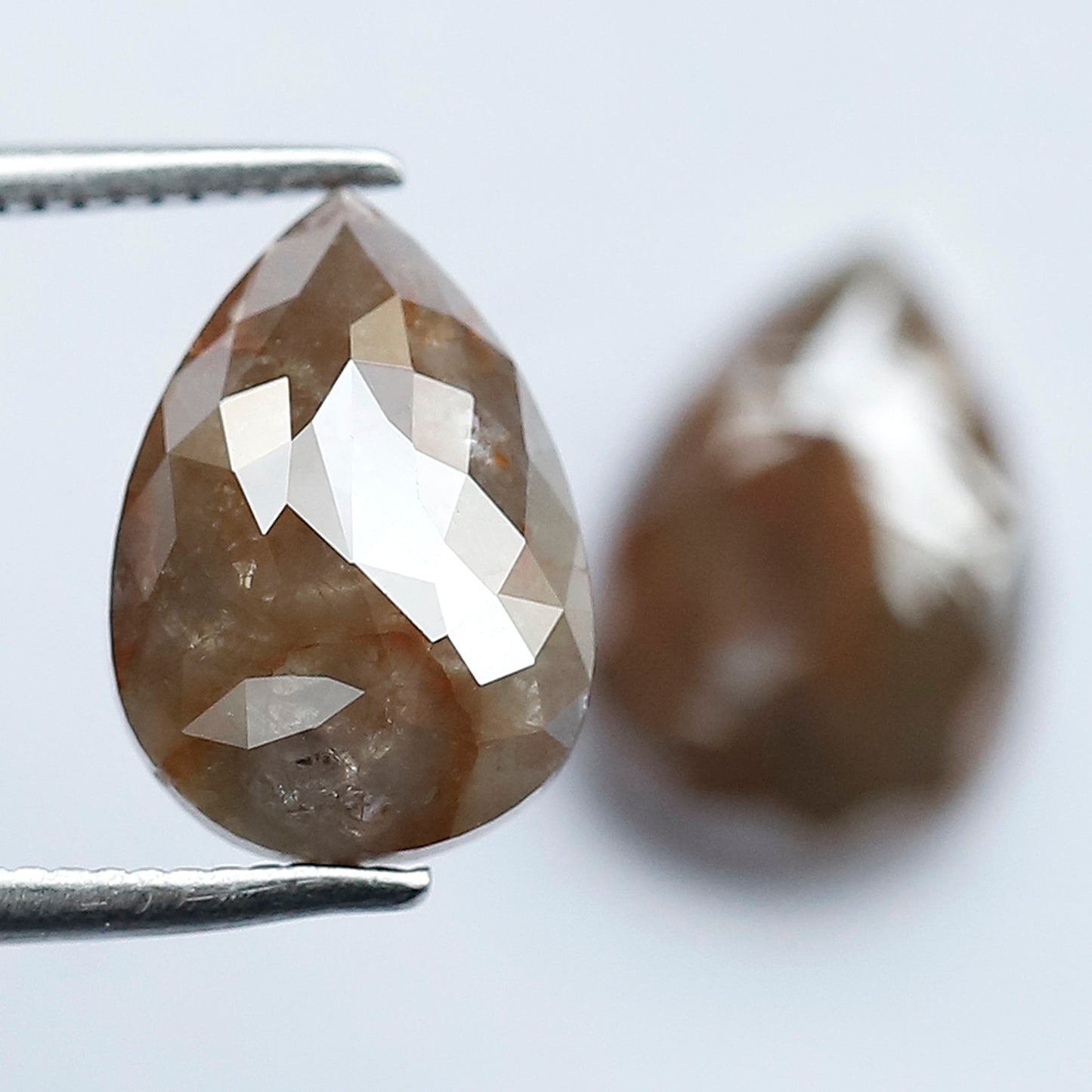 5.05 Ct Pear Shape Rustic Diamond Pair | Natural Reddish Gray Loose Diamonds | 11.20 mm Matching Earrings Stones