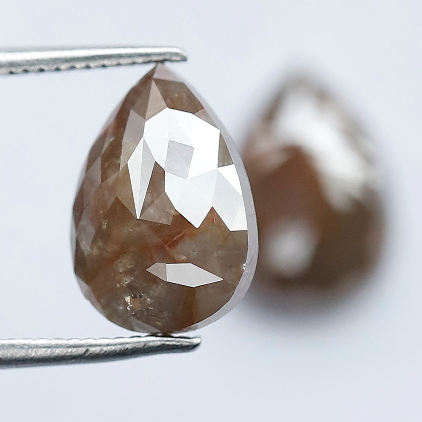 5.05 Ct Pear Shape Rustic Diamond Pair | Natural Reddish Gray Loose Diamonds | 11.20 mm Matching Earrings Stones
