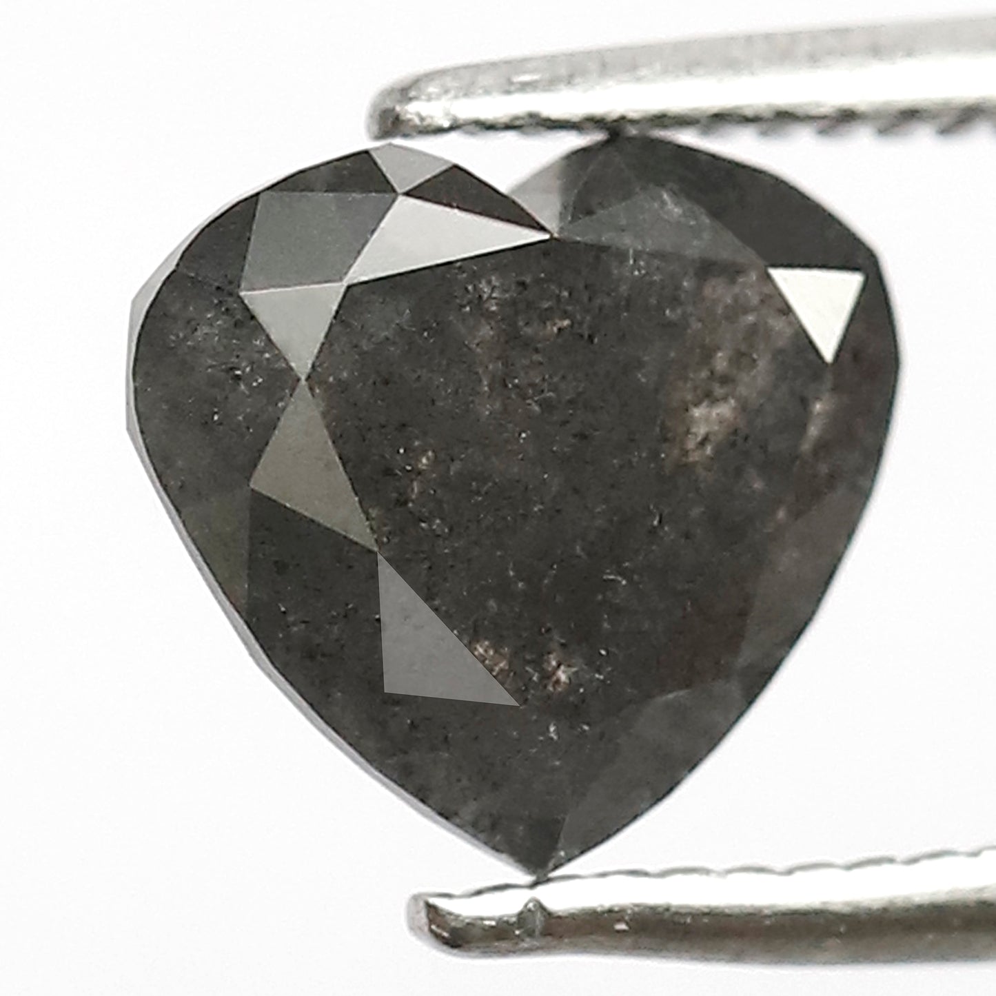 1.56 CT Heart Shape Salt and Pepper Diamond, Natural Gray Black Conflict Free Diamond For Proposal Ring