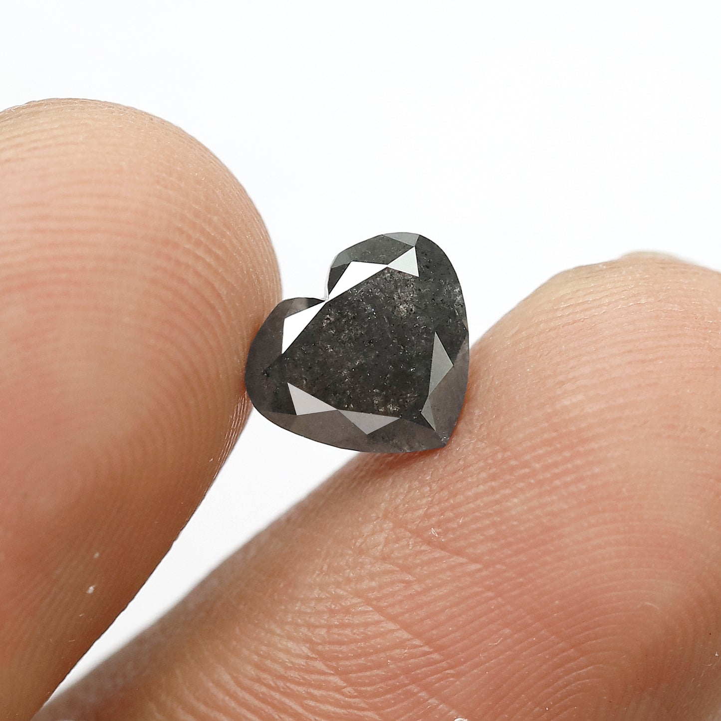 1.56 CT Heart Shape Salt and Pepper Diamond, Natural Gray Black Conflict Free Diamond For Proposal Ring