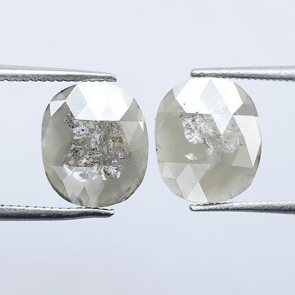 2.98 Ct Matching Cushion cut Loose Diamonds | Natural Grayish Rustic Diamond Pair for Earrings, Rings & Custom Jewelry