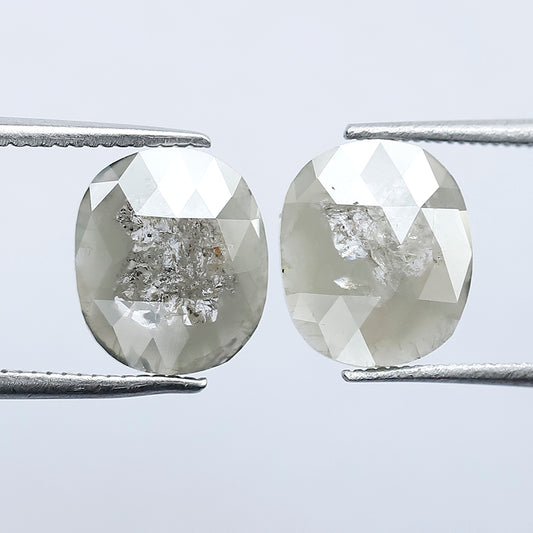 2.98 Ct Matching Cushion cut Loose Diamonds | Natural Grayish Rustic Diamond Pair for Earrings, Rings & Custom Jewelry