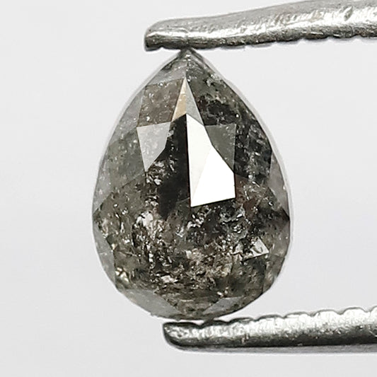Pear Shape 0.75 CT Loose Diamond, 6.3 MM Natural Gray Black Earth Mined Diamond