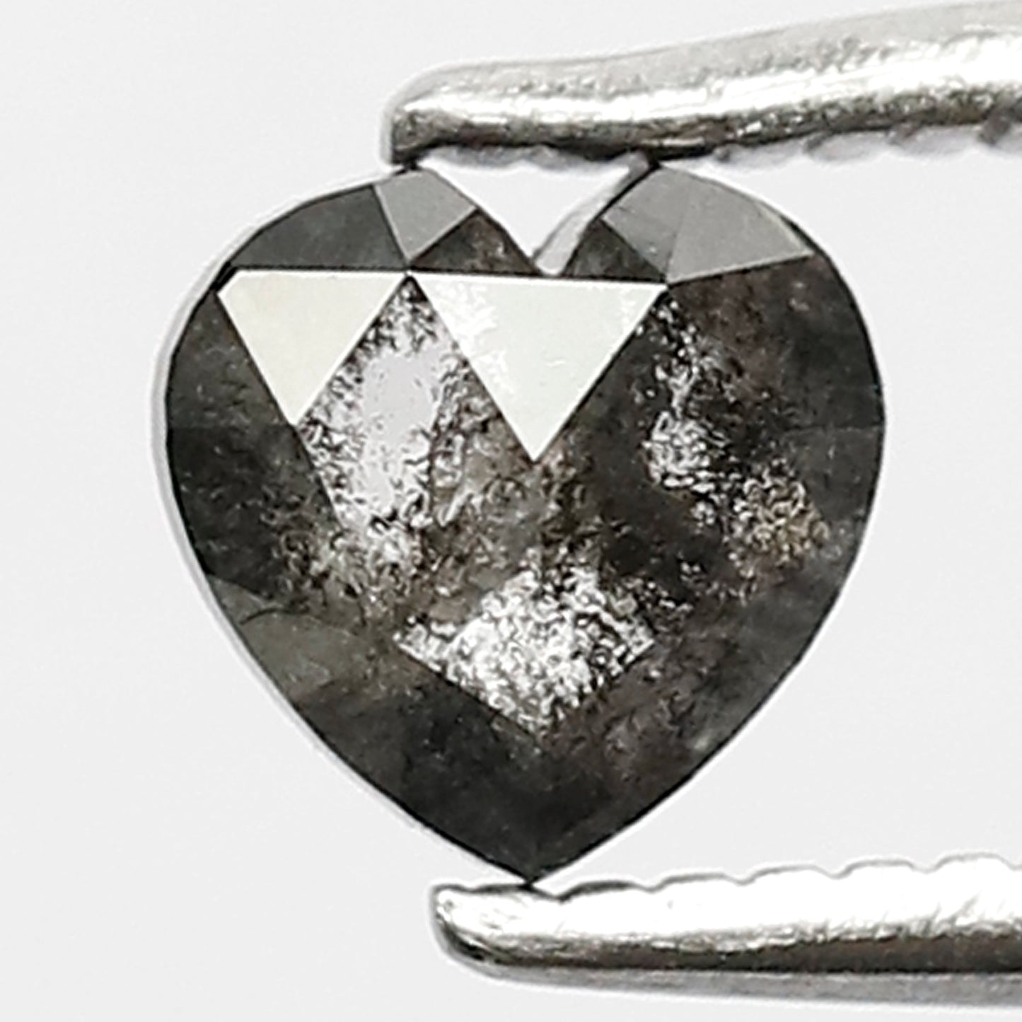 0.48 Ct Heart Shape Salt and Pepper Diamond, Gray Black Natural Loose Diamond, Conflict Free Proposal Ring Stone