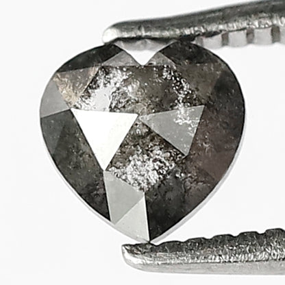 0.48 Ct Heart Shape Salt and Pepper Diamond, Gray Black Natural Loose Diamond, Conflict Free Proposal Ring Stone