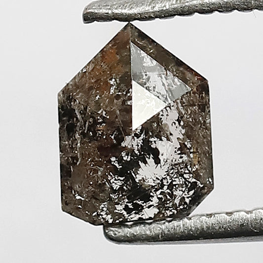 0.69 CT Geometric Shape Natural Diamond, 6.4 MM Gray Black Salt and Pepper Diamond