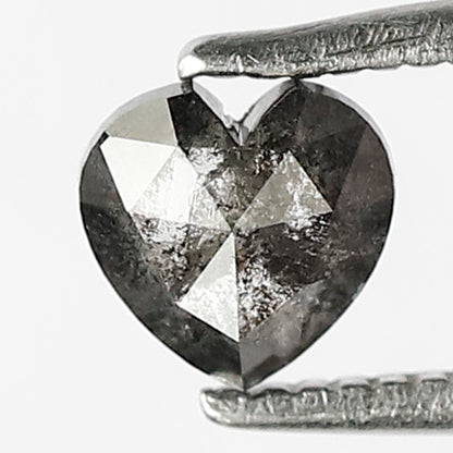 0.48 Ct Heart Shape Salt and Pepper Diamond, Gray Black Natural Loose Diamond, Conflict Free Proposal Ring Stone