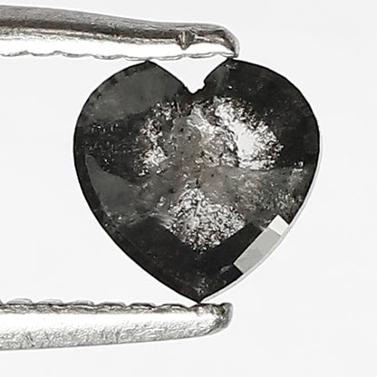 0.48 Ct Heart Shape Salt and Pepper Diamond, Gray Black Natural Loose Diamond, Conflict Free Proposal Ring Stone