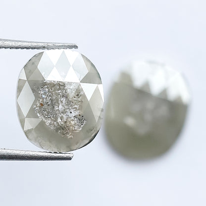 2.98 Ct Matching Cushion cut Loose Diamonds | Natural Grayish Rustic Diamond Pair for Earrings, Rings & Custom Jewelry
