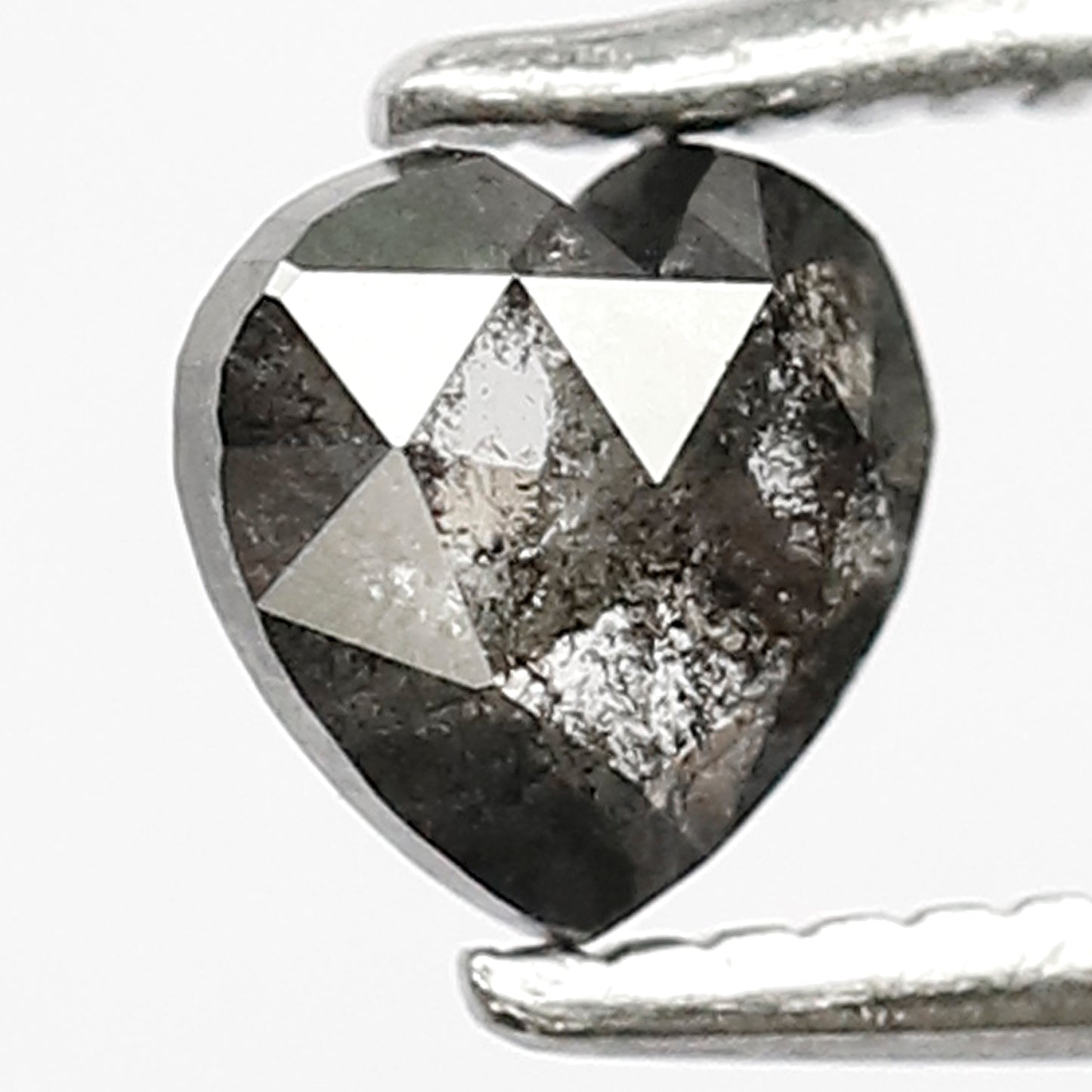 0.48 Ct Heart Shape Salt and Pepper Diamond, Gray Black Natural Loose Diamond, Conflict Free Proposal Ring Stone