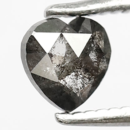 0.48 Ct Heart Shape Salt and Pepper Diamond, Gray Black Natural Loose Diamond, Conflict Free Proposal Ring Stone