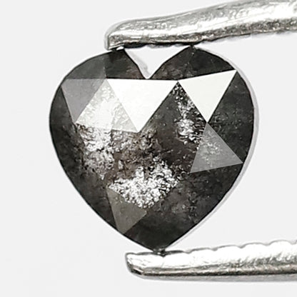 0.48 Ct Heart Shape Salt and Pepper Diamond, Gray Black Natural Loose Diamond, Conflict Free Proposal Ring Stone
