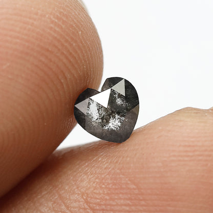 0.48 Ct Heart Shape Salt and Pepper Diamond, Gray Black Natural Loose Diamond, Conflict Free Proposal Ring Stone