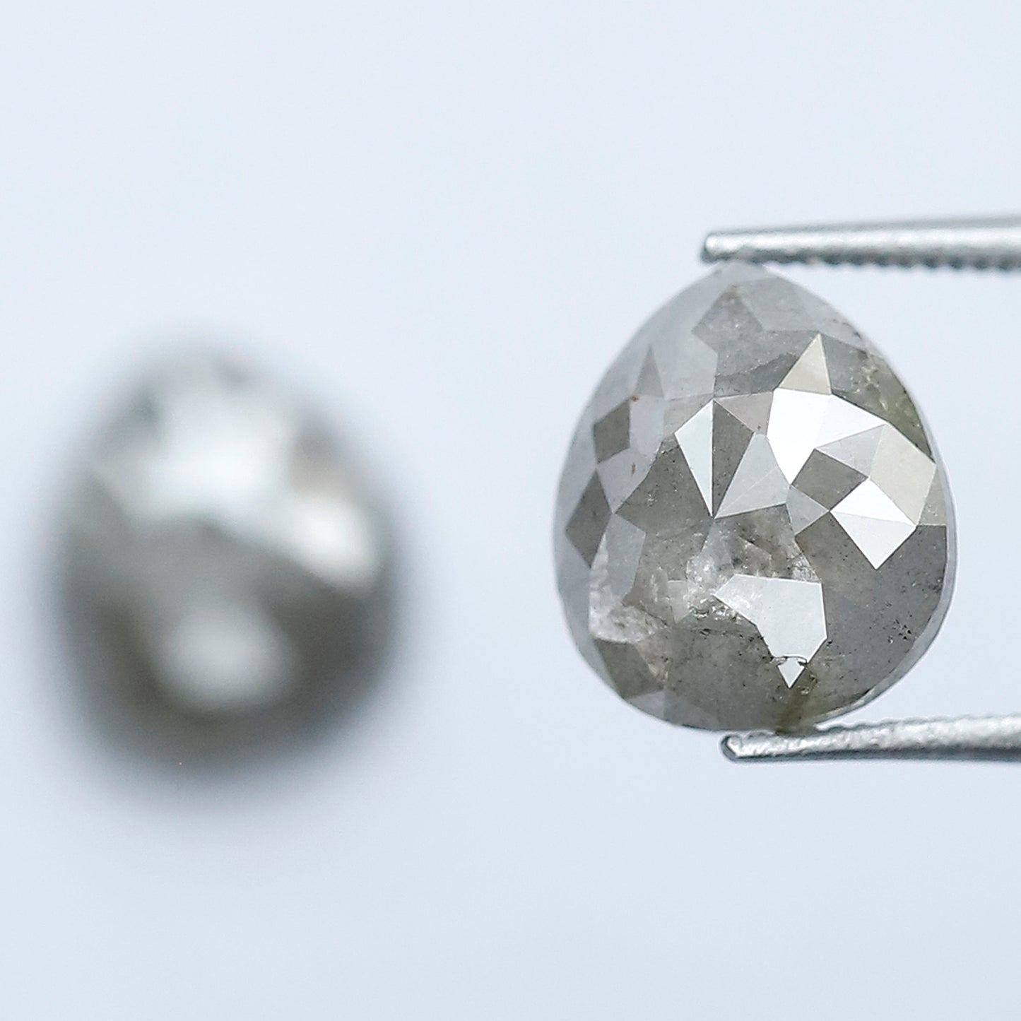 3.76 CT Pair of Pear Shape Loose Diamonds, Natural Grayish Salt and Pepper Rustic Diamonds For Jewelry