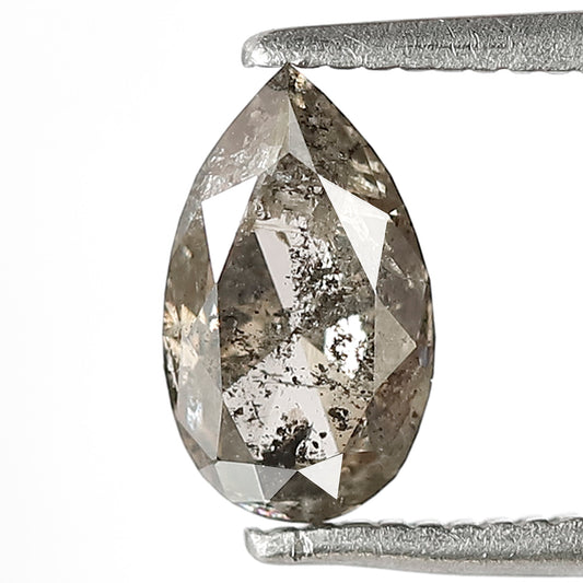 Natural 1.02 Carat Pear Shape Salt and Pepper Diamond, 8.20 mm Gray Black Loose Earth Mined Diamond for Pendant Jewelry