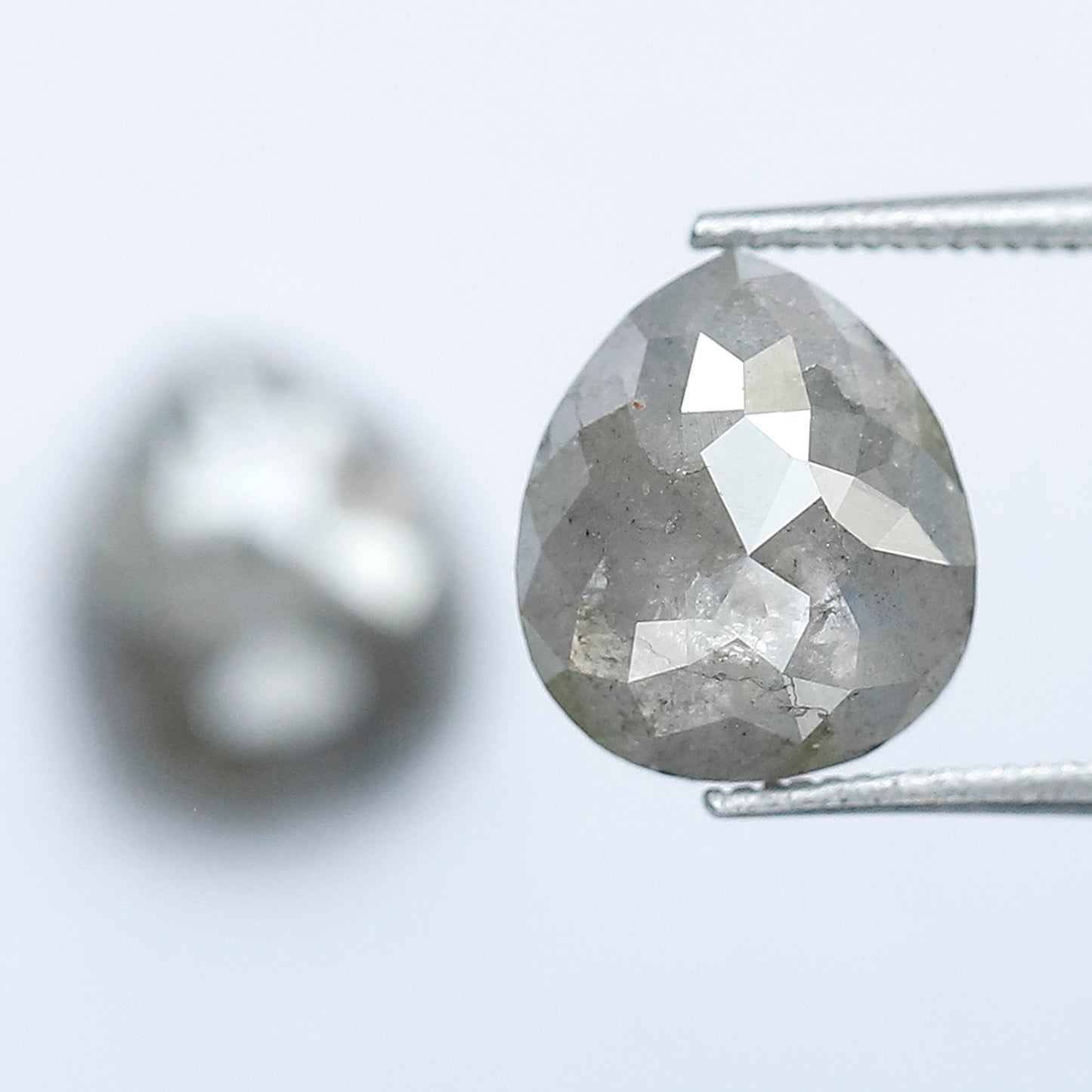 3.76 CT Pair of Pear Shape Loose Diamonds, Natural Grayish Salt and Pepper Rustic Diamonds For Jewelry