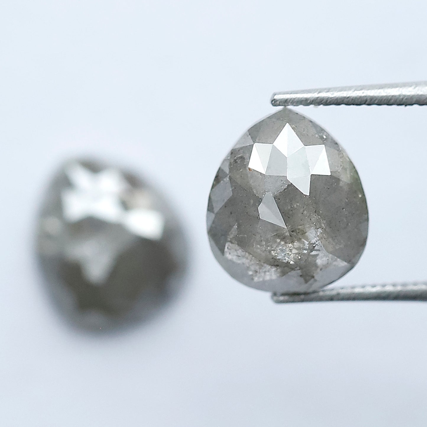 3.76 CT Pair of Pear Shape Loose Diamonds, Natural Grayish Salt and Pepper Rustic Diamonds For Jewelry