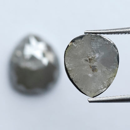3.76 CT Pair of Pear Shape Loose Diamonds, Natural Grayish Salt and Pepper Rustic Diamonds For Jewelry