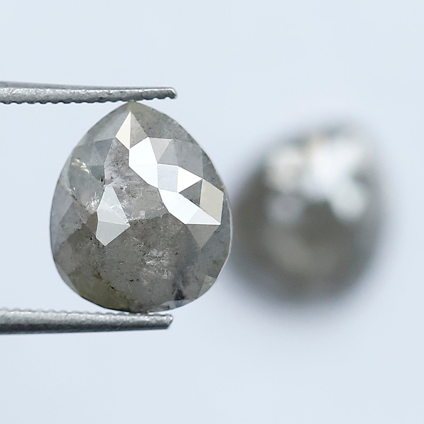 3.76 CT Pair of Pear Shape Loose Diamonds, Natural Grayish Salt and Pepper Rustic Diamonds For Jewelry