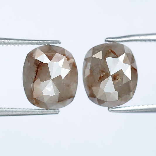 3.70 Ct Cushion Cut Rustic Diamond Pair | Natural Grayish Red Loose Earth Mined Diamonds for Jewelry