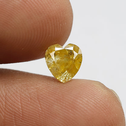 Natural Heart Shape 1.12 Ct Diamond, 6.5 MM Natural Yellow Rustic Diamond For Engagement Ring