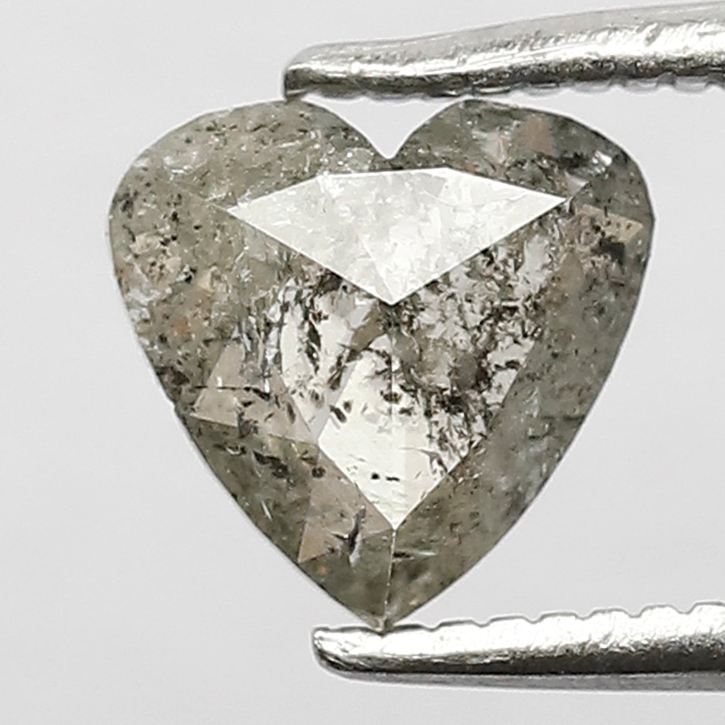 0.70 CT Heart Shape Loose Diamond, 6 mm Grey Black color Salt and Pepper Diamond For Proposal Ring