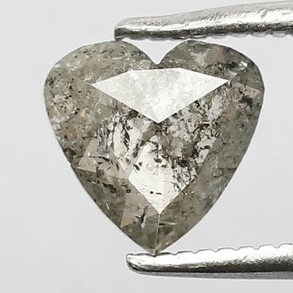 0.70 CT Heart Shape Loose Diamond, 6 mm Grey Black color Salt and Pepper Diamond For Proposal Ring
