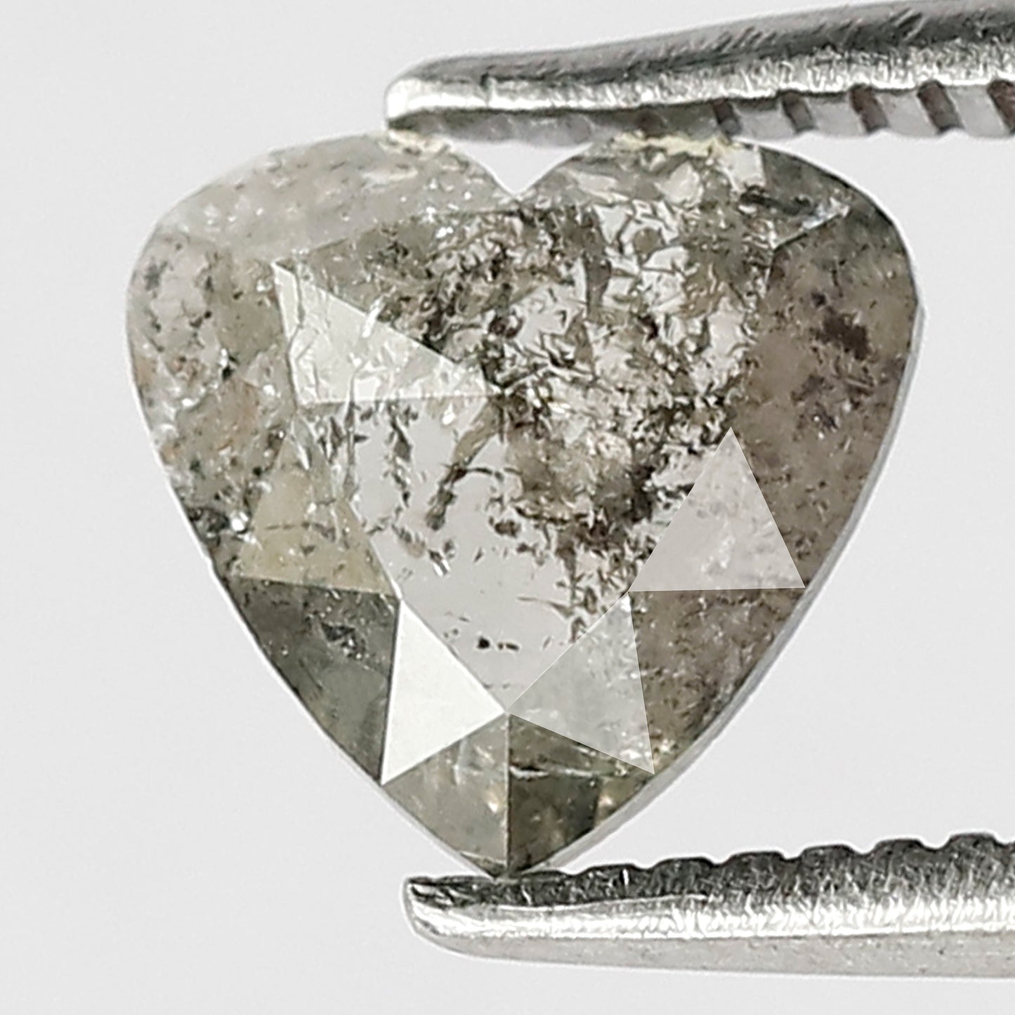 0.70 CT Heart Shape Loose Diamond, 6 mm Grey Black color Salt and Pepper Diamond For Proposal Ring