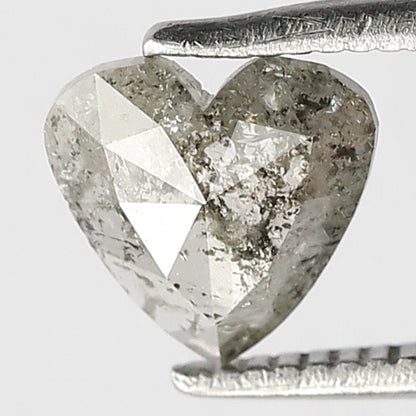 0.70 CT Heart Shape Loose Diamond, 6 mm Grey Black color Salt and Pepper Diamond For Proposal Ring
