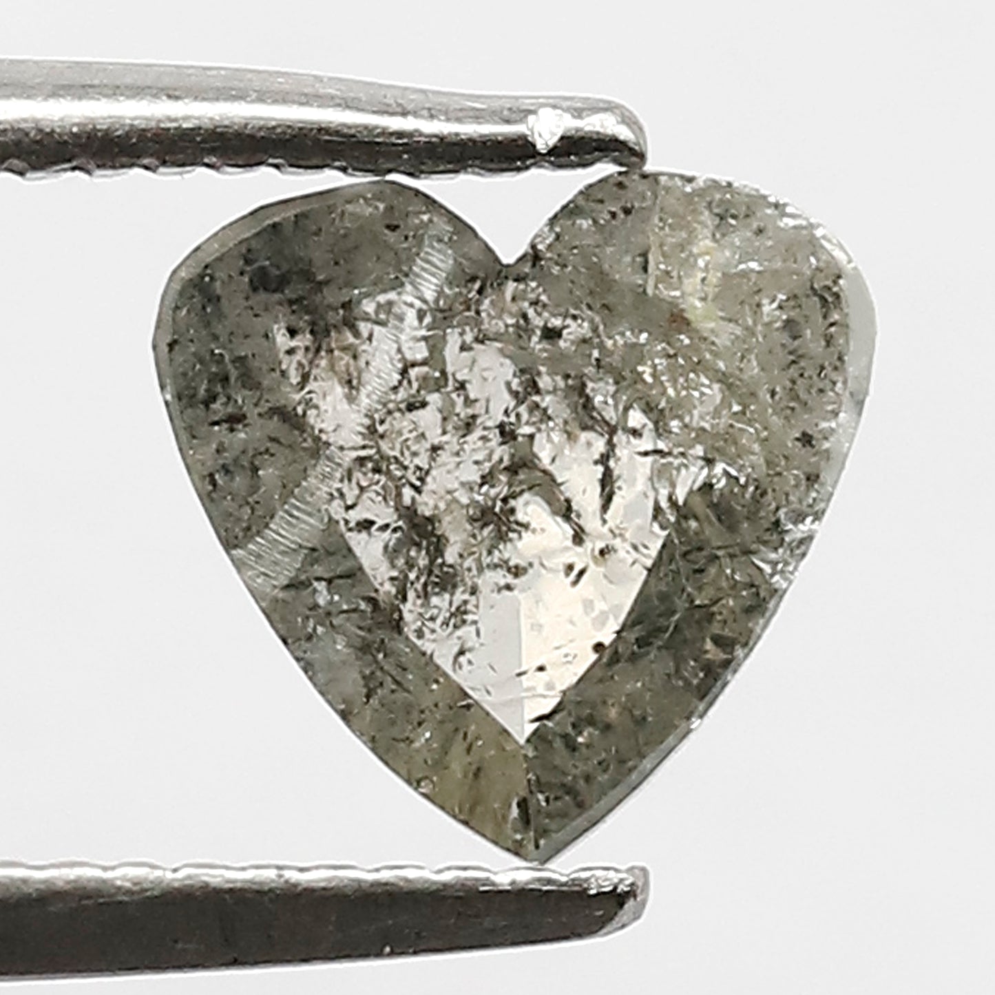 0.70 CT Heart Shape Loose Diamond, 6 mm Grey Black color Salt and Pepper Diamond For Proposal Ring