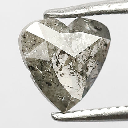 0.70 CT Heart Shape Loose Diamond, 6 mm Grey Black color Salt and Pepper Diamond For Proposal Ring