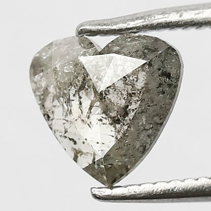 0.70 CT Heart Shape Loose Diamond, 6 mm Grey Black color Salt and Pepper Diamond For Proposal Ring