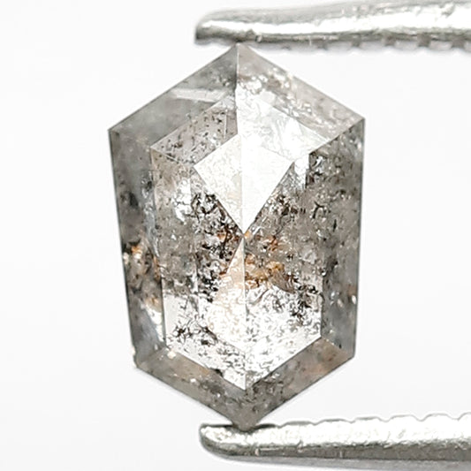 Natural 0.85 Carat Geometric Cut Salt and Pepper Diamond, 7 mm Gray Black Loose Ethical Diamond for Wedding Band