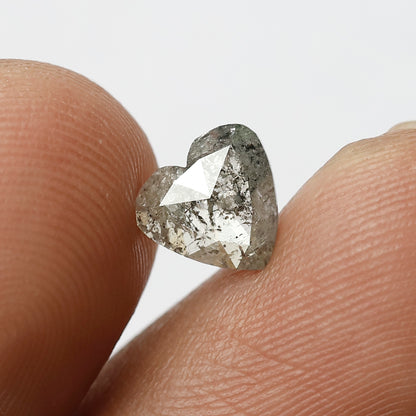 0.70 CT Heart Shape Loose Diamond, 6 mm Grey Black color Salt and Pepper Diamond For Proposal Ring