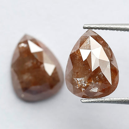 Pear Shape Rustic Diamonds Pair 3.46 Ct | Natural Red color Loose Diamonds for Earrings & Custom Jewelry