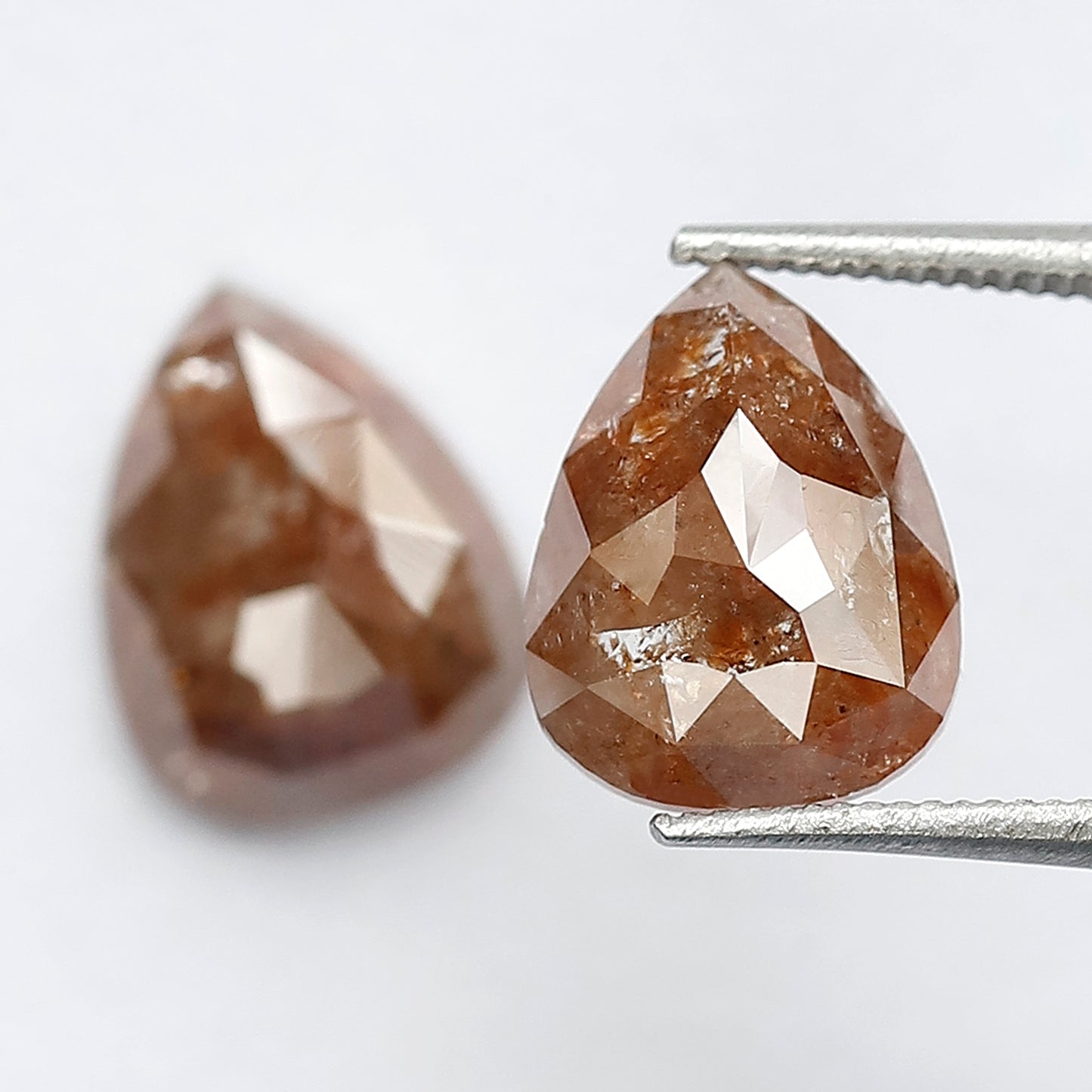 Pear Shape Rustic Diamonds Pair 3.46 Ct | Natural Red color Loose Diamonds for Earrings & Custom Jewelry