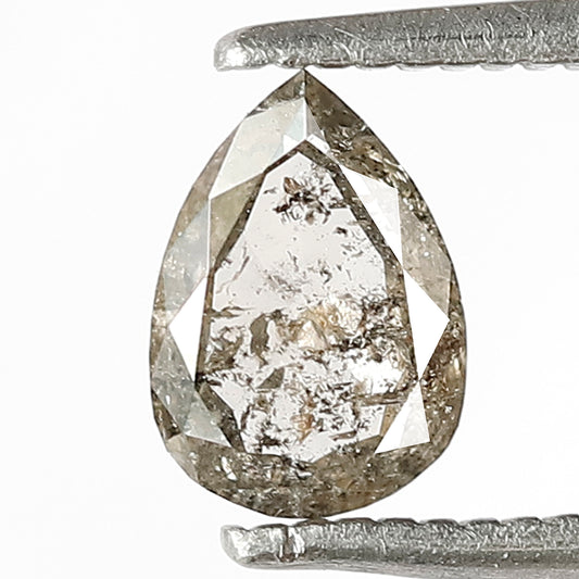 0.51 CT Pear Shape Salt and Pepper Diamond, Natural 6.80 mm Conflict Free Loose Diamond for Engagement Ring