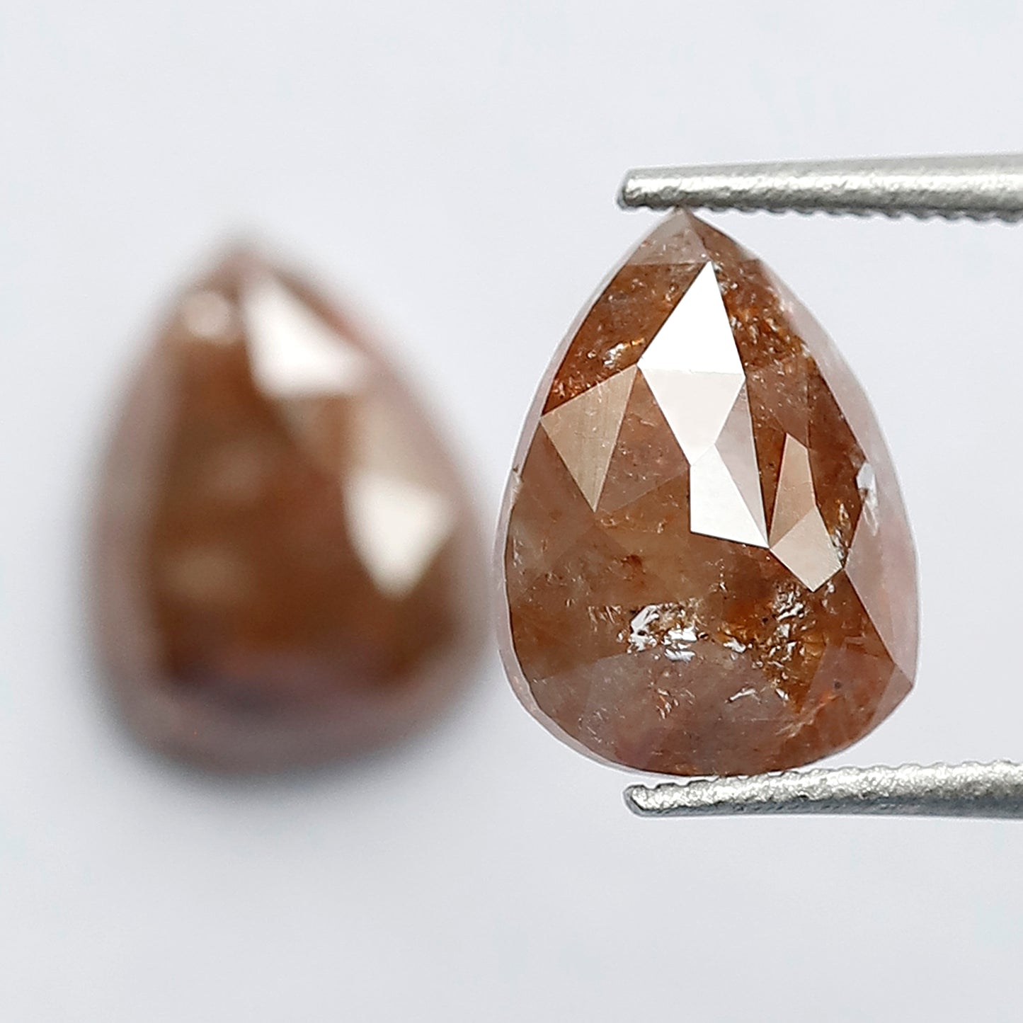 Pear Shape Rustic Diamonds Pair 3.46 Ct | Natural Red color Loose Diamonds for Earrings & Custom Jewelry