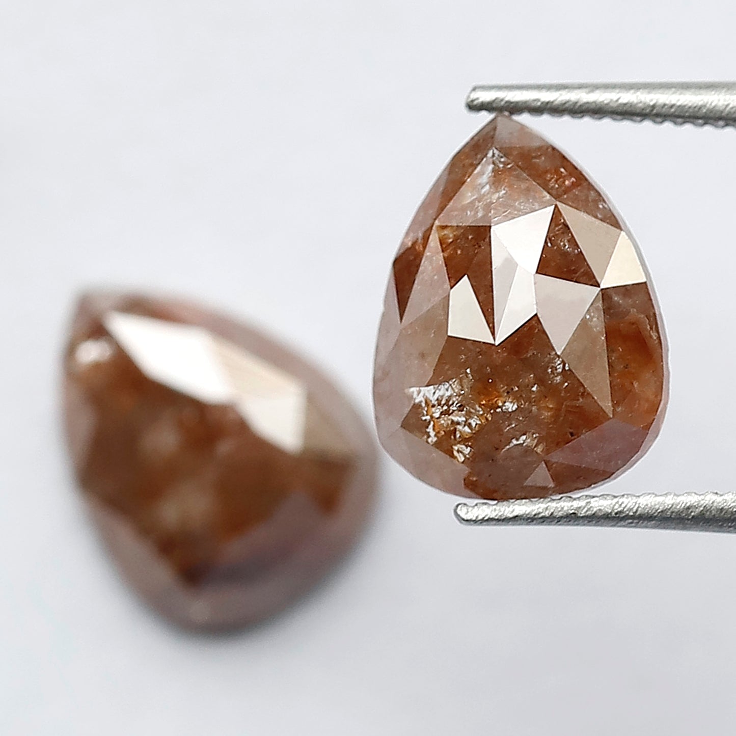 Pear Shape Rustic Diamonds Pair 3.46 Ct | Natural Red color Loose Diamonds for Earrings & Custom Jewelry