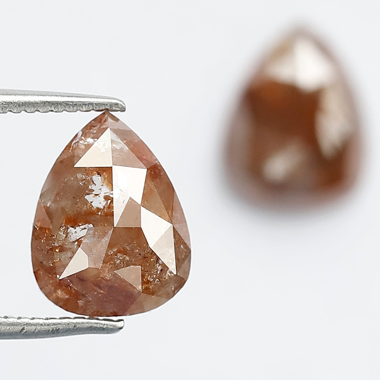 Pear Shape Rustic Diamonds Pair 3.46 Ct | Natural Red color Loose Diamonds for Earrings & Custom Jewelry