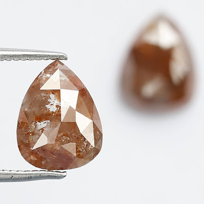 Pear Shape Rustic Diamonds Pair 3.46 Ct | Natural Red color Loose Diamonds for Earrings & Custom Jewelry