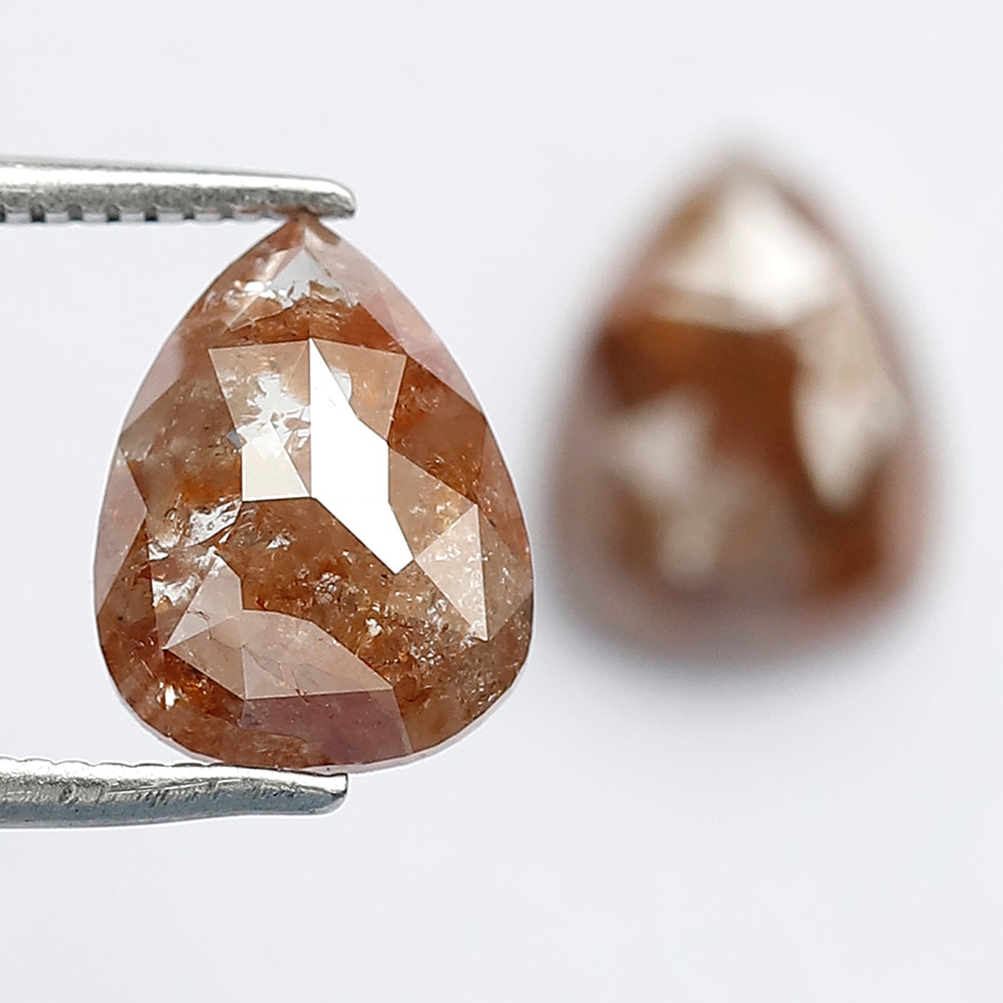 Pear Shape Rustic Diamonds Pair 3.46 Ct | Natural Red color Loose Diamonds for Earrings & Custom Jewelry