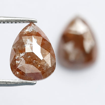 Pear Shape Rustic Diamonds Pair 3.46 Ct | Natural Red color Loose Diamonds for Earrings & Custom Jewelry