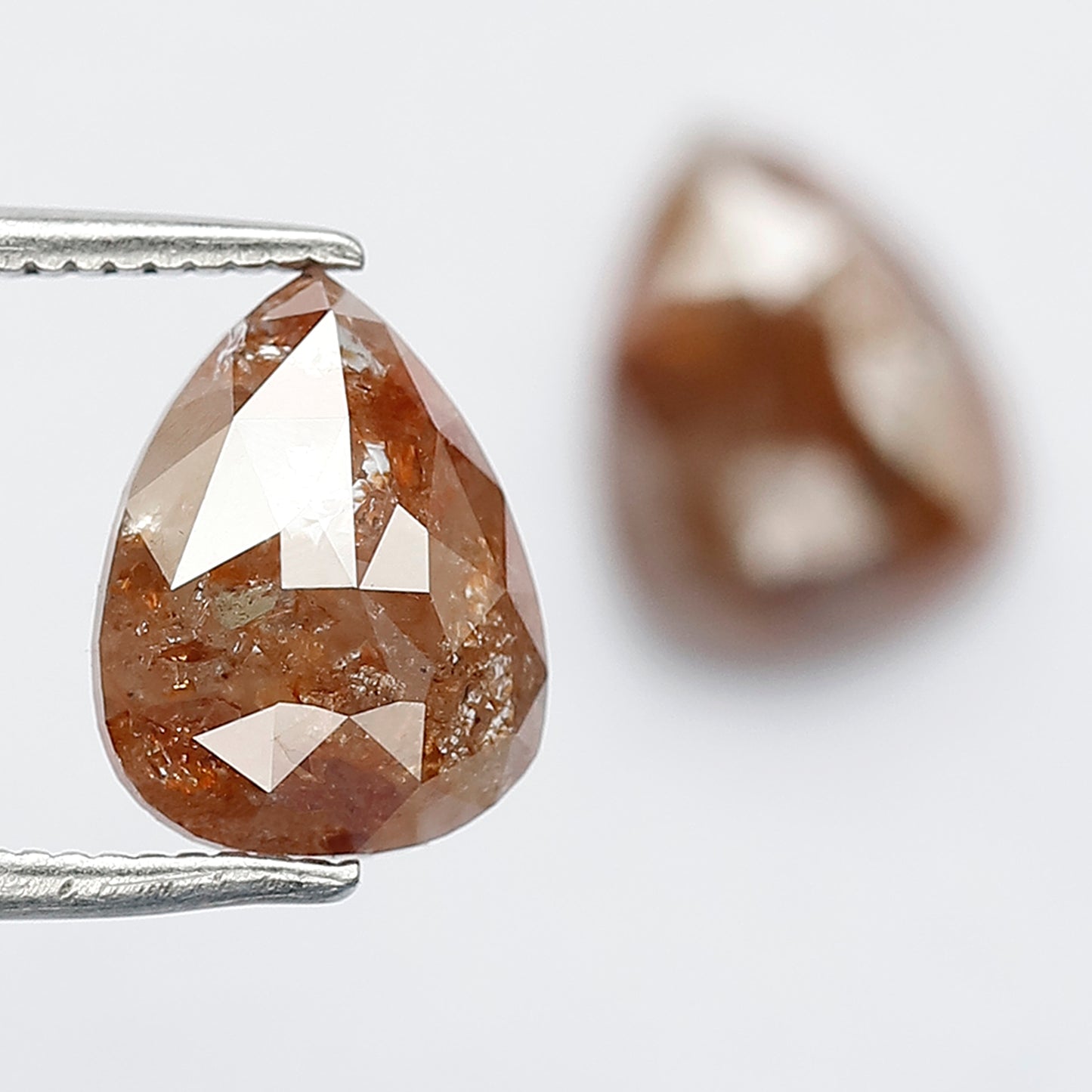 Pear Shape Rustic Diamonds Pair 3.46 Ct | Natural Red color Loose Diamonds for Earrings & Custom Jewelry
