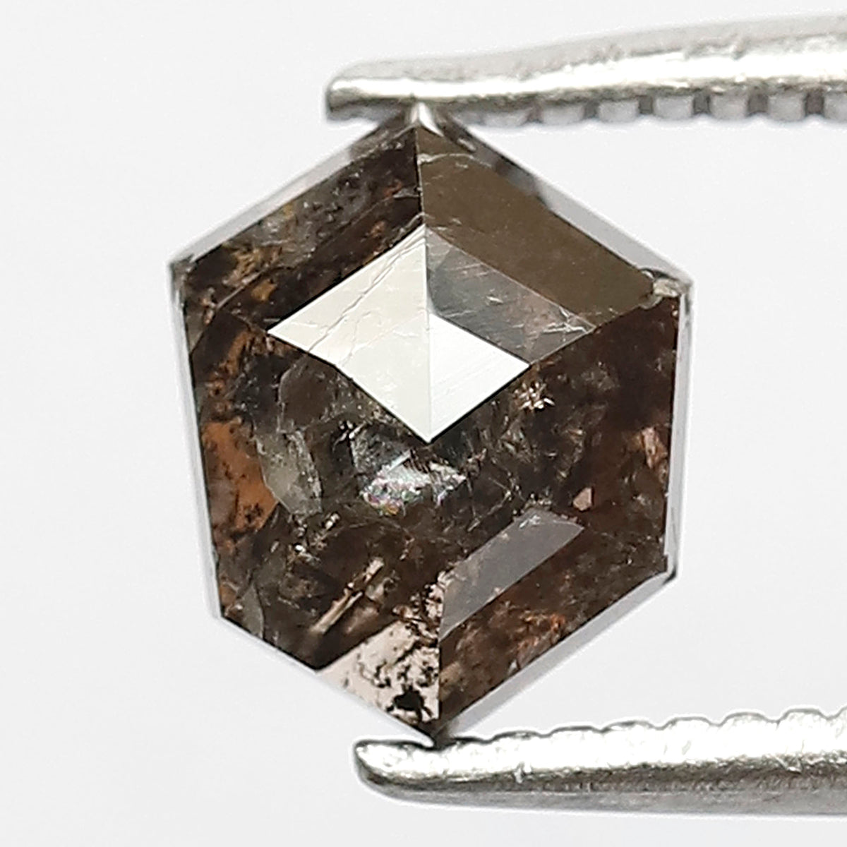 Natural 1.23 CT Modified Cut Diamond, 7.2 MM Natural Dark Brownish Conflict Free Diamond