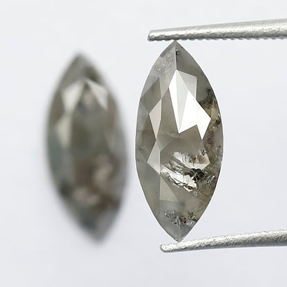 1.99 Ct Matching Marquise Cut Rustic Diamonds | 12.00 x 5.10 mm Earth Mined Grayish Loose Diamond Pair