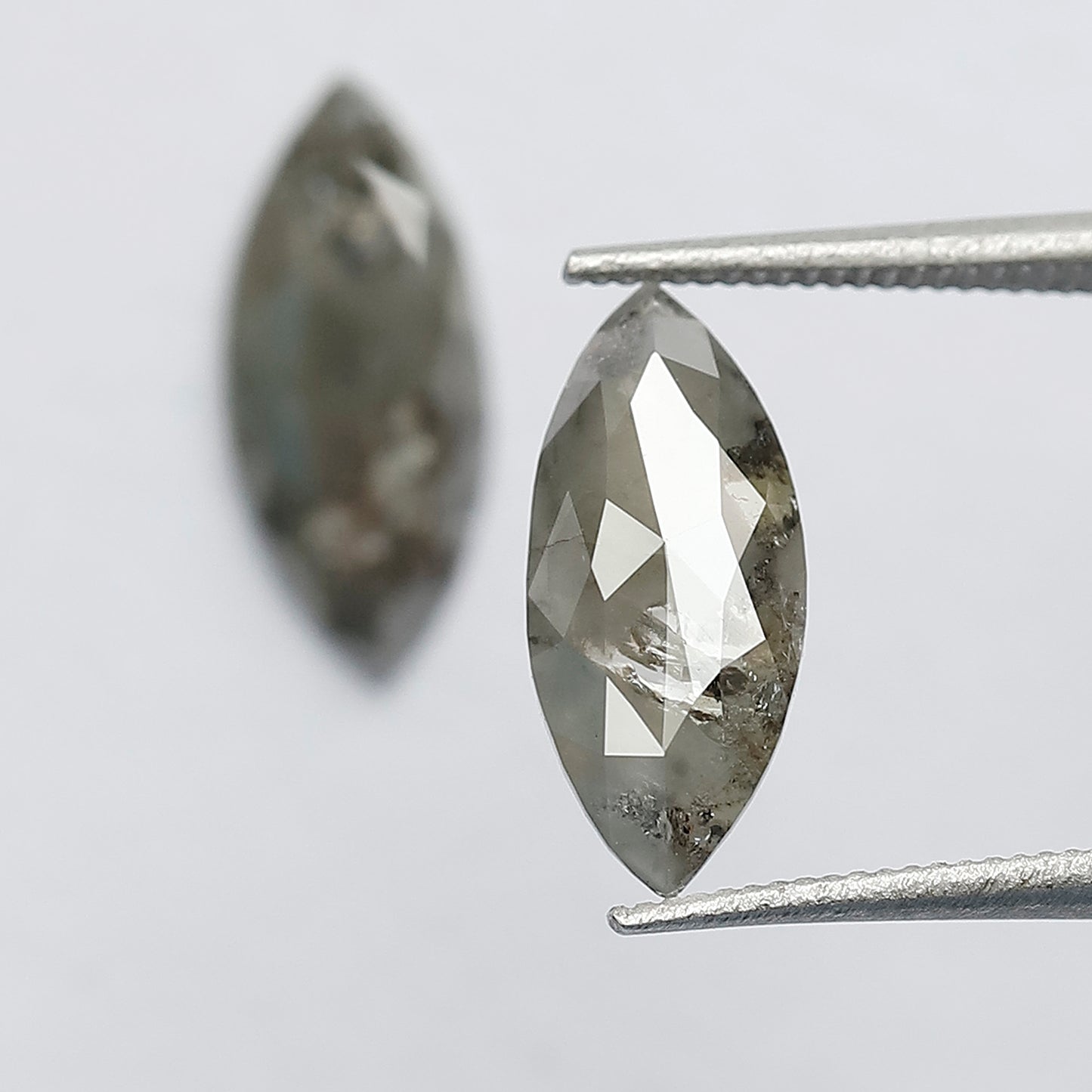 1.99 Ct Matching Marquise Cut Rustic Diamonds | 12.00 x 5.10 mm Earth Mined Grayish Loose Diamond Pair