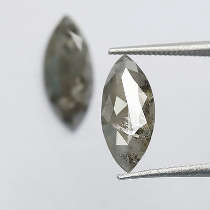 1.99 Ct Matching Marquise Cut Rustic Diamonds | 12.00 x 5.10 mm Earth Mined Grayish Loose Diamond Pair