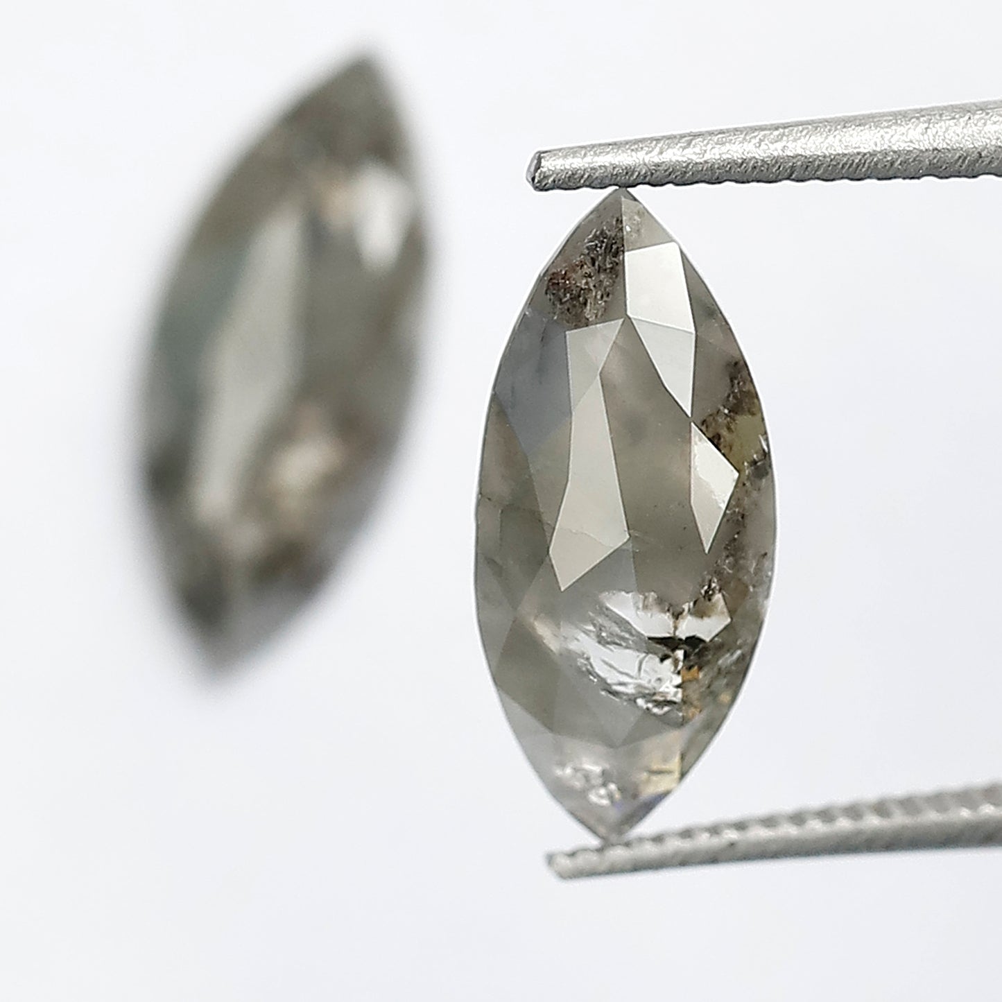 1.99 Ct Matching Marquise Cut Rustic Diamonds | 12.00 x 5.10 mm Earth Mined Grayish Loose Diamond Pair